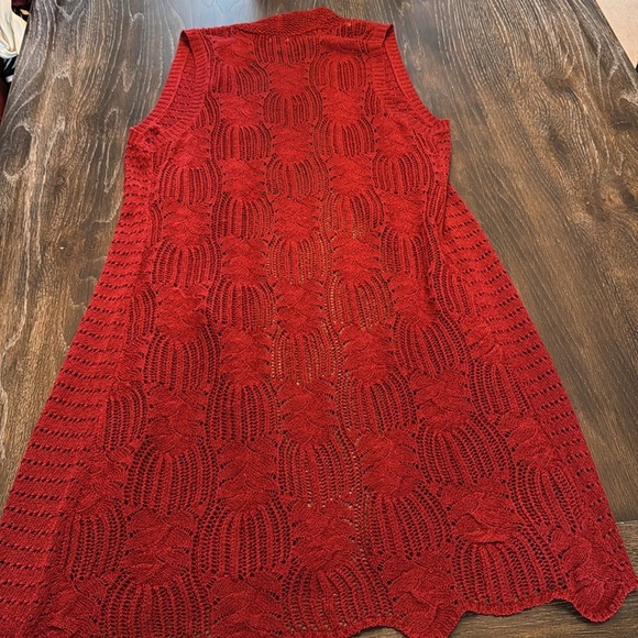 🟣 LAUREN MICHELLE RED KNIT SLEEVELESS CARDIGAN SIZE LARGE - Picture 7 of 7